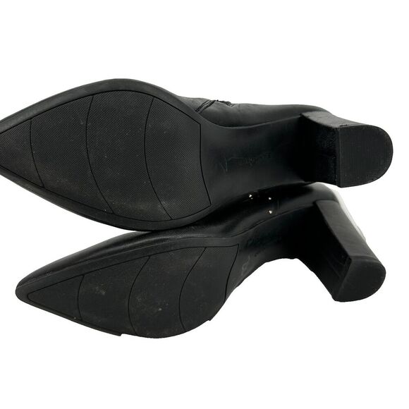 Bandolino BD Zoila Heel Ankle Booties Size 11 Black Leather Pointed Toe Studded - Picture 9 of 14